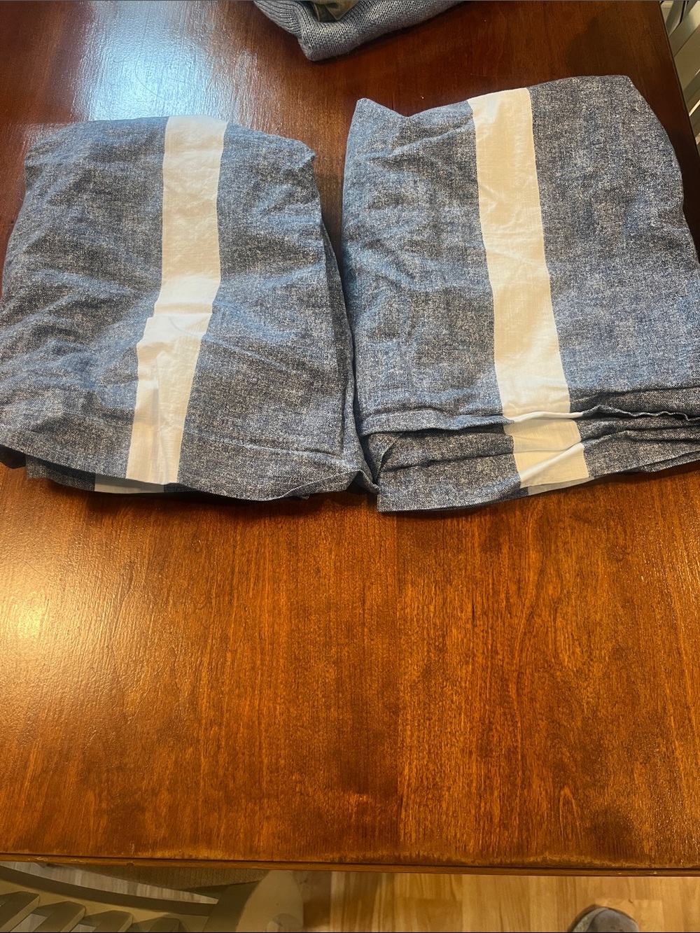 Blue & White Striped Linen-Look decorative pillow cases
